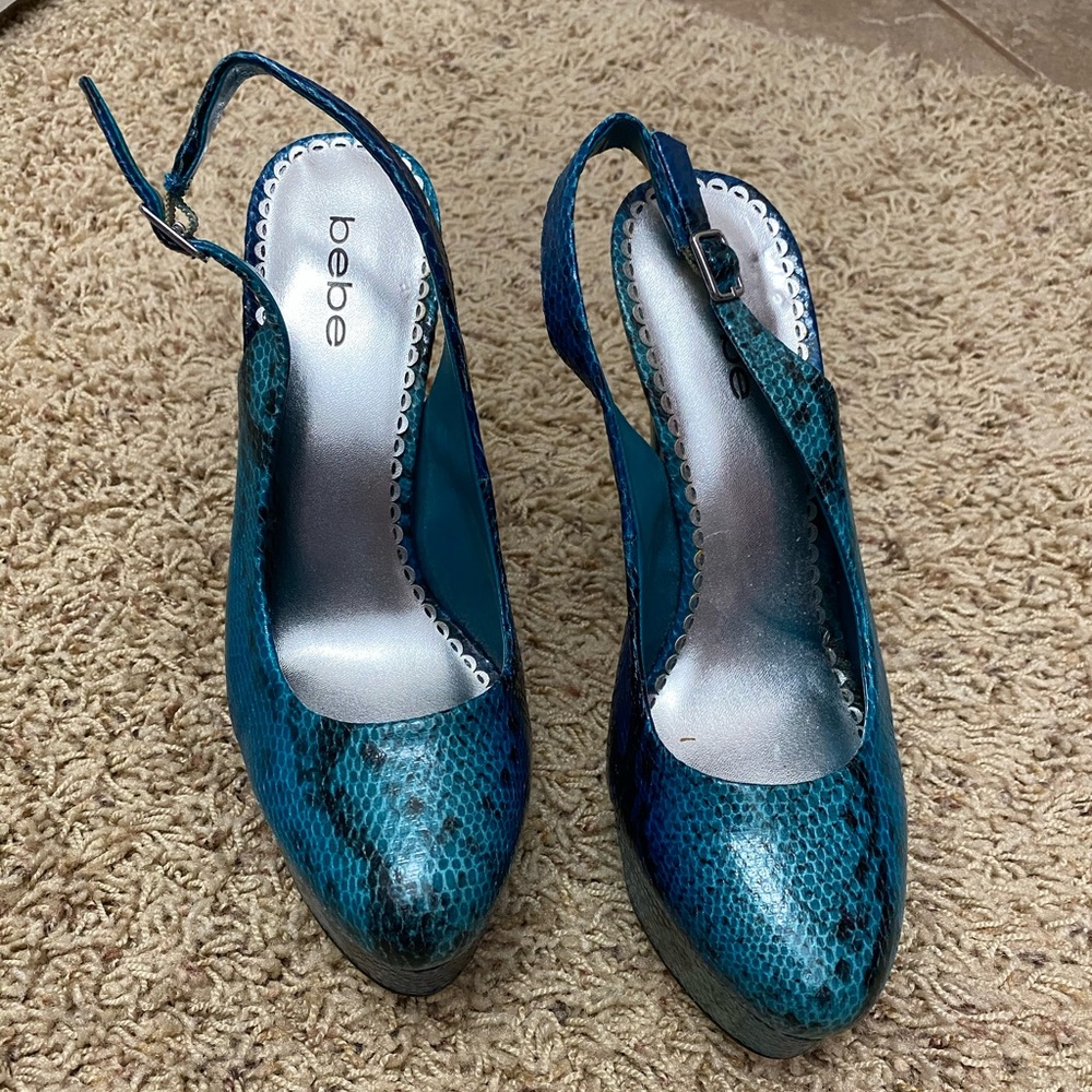 Bebe Betty Snake Platform Pumps
